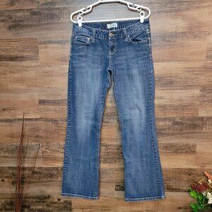Maurices Jeans Size 10 Bootcut Low Rise Thick Stitch Medium Dark Wash Denim